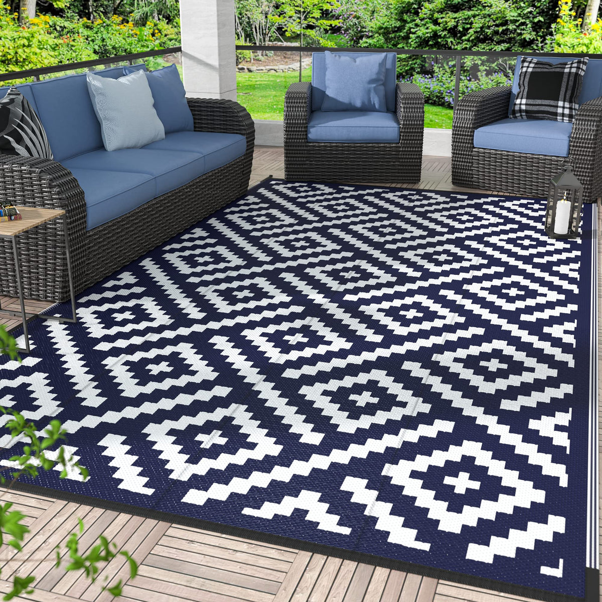 GENIMO Outdoor Rug, Waterproof Plastic Rugs for Patio, 5'x8' Cloud Grey