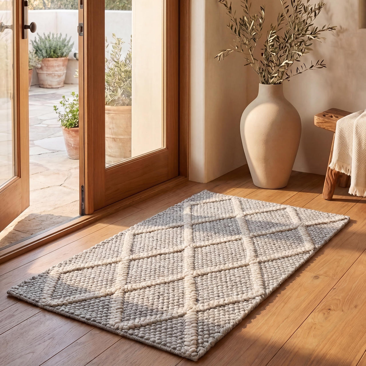 SAFAVIEH Natura Area Rug 4x6, Wool Knotted Ivory & Ivory NAT310A