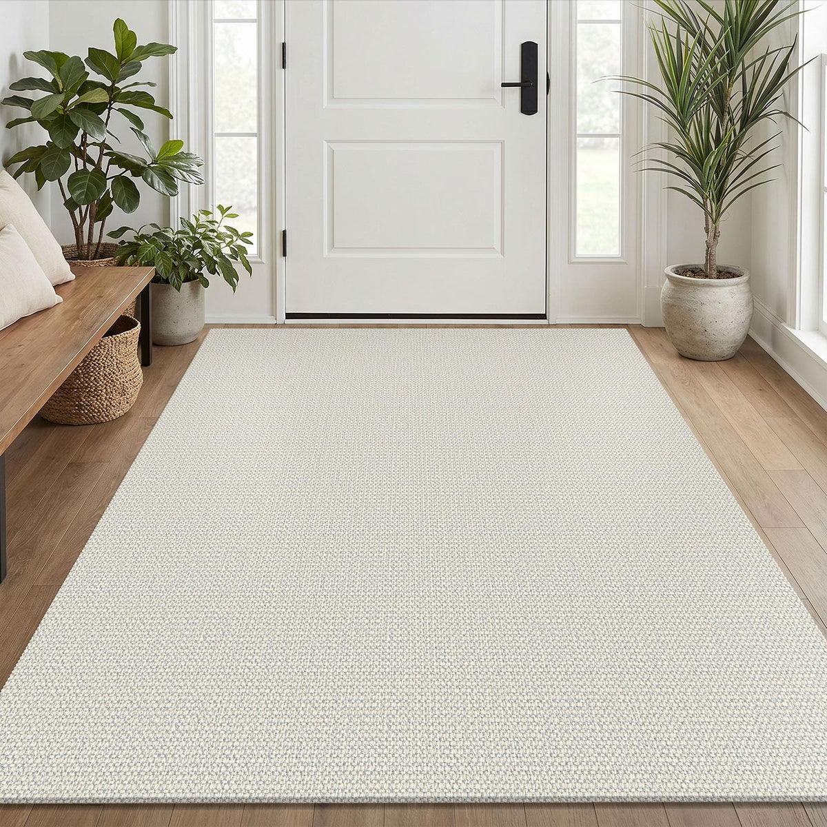 EARTHALL Washable Area Rug, Non Slip Entryway Rug, 4x6 Ft, Sand/Beige
