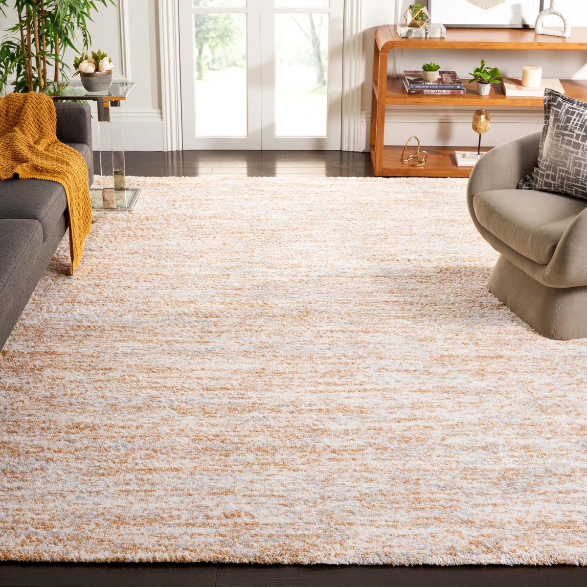 SAFAVIEH Berber Shag Rug 8x10, Large Ivory & Beige BER563A
