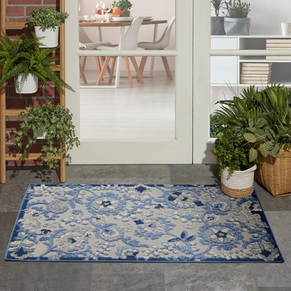 Nourison Home Aloha Natural Blue 2'3" x 10' Area Rug - Easy Clean, Non Shedding, Bed Room, Living Room, Dining Room, Kitchen (10' Runner)