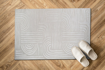 Luul Home Micro Loop Indoor Rug White 9x12 Boho Geometric Neutral Area Rugs for Living Room Soft Luxury Modern Low and High Pile Durable Stain Resistant Non-Shedding Indoor Area Carpet 9 x 12
