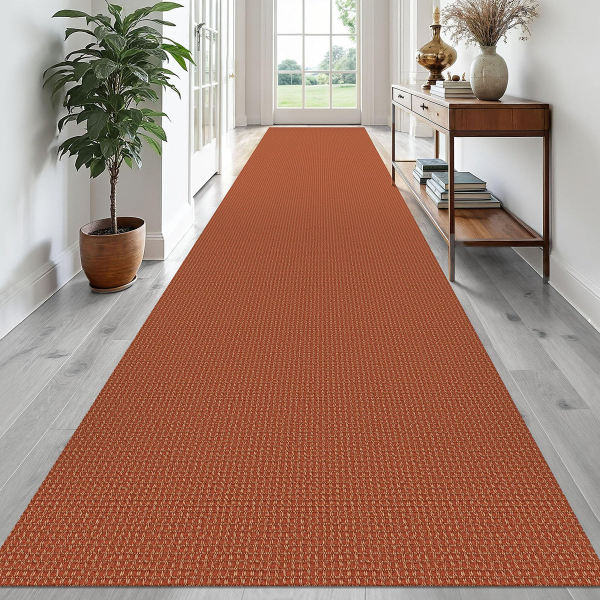 EARTHALL Woven Area Rug 3x5 Ft Washable Rugs for Entryway Braided Non Slip Rubber Backed Throw Rugs Door Mat Indoor Outdoor Entrance Cotton Carpet for Kitchen Foyer Front Door, Orange/Tan/Brown