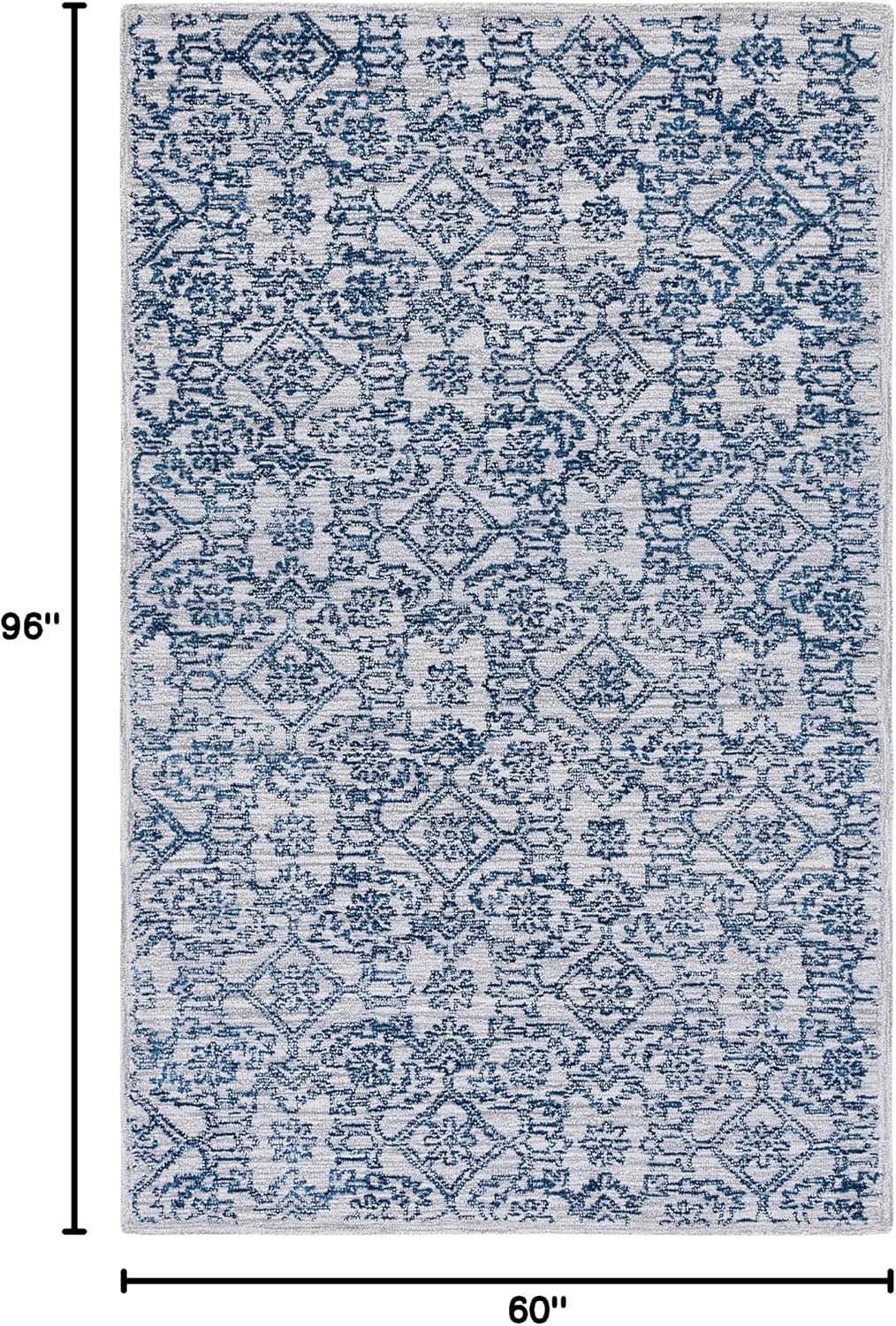 SAFAVIEH Micro-Loop Collection Area Rug - 5' x 8', Blue, Handmade Wool, Ideal for High Traffic Areas in Living Room, Bedroom (MLP955M)