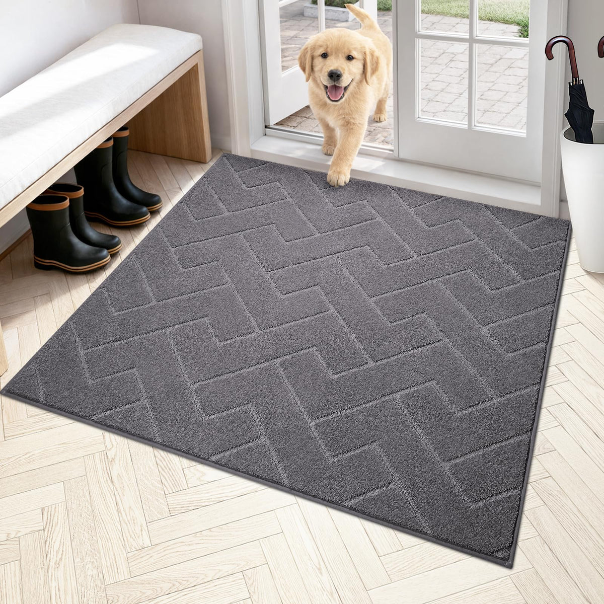 PURRUGS Dirt Trapping Door Mat Indoor Entrance, 32" x 47", Taupe