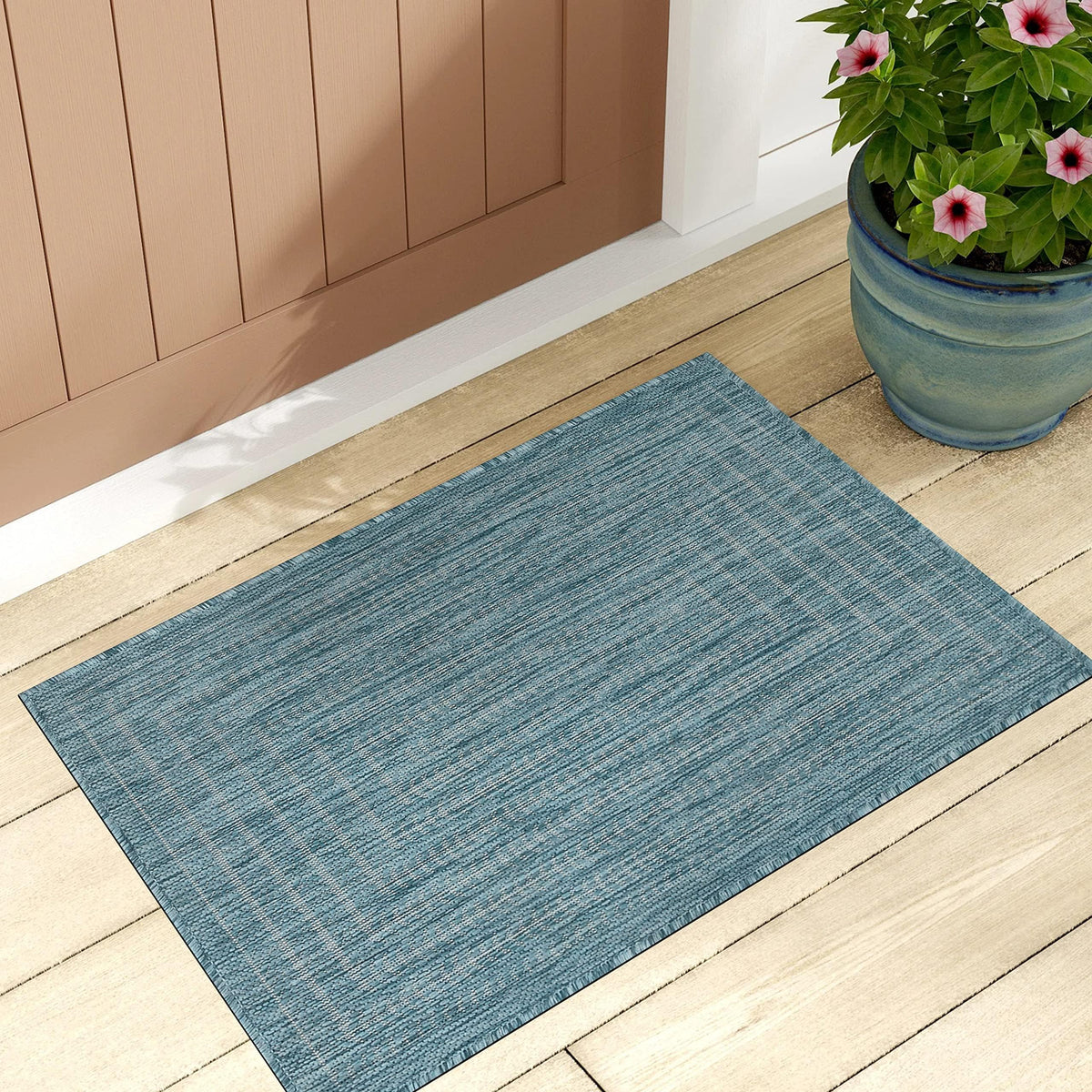 Adiva Rugs Outdoor Indoor Area Rug, Weather Resistant, Easy to Clean, Stain Resistant Floor Mat for Dining Room, Backyard, Deck, Patio (Wooden, 9' x 12')