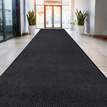 MaxMat® Heavy Duty Entry Floor Mat - Large Commercial, Indoor/Outdoor, Waterproof, Easy to Clean, Low-Profile Door Mat (4 x 6 Feet, Brown, MXM-RIB0046BR)