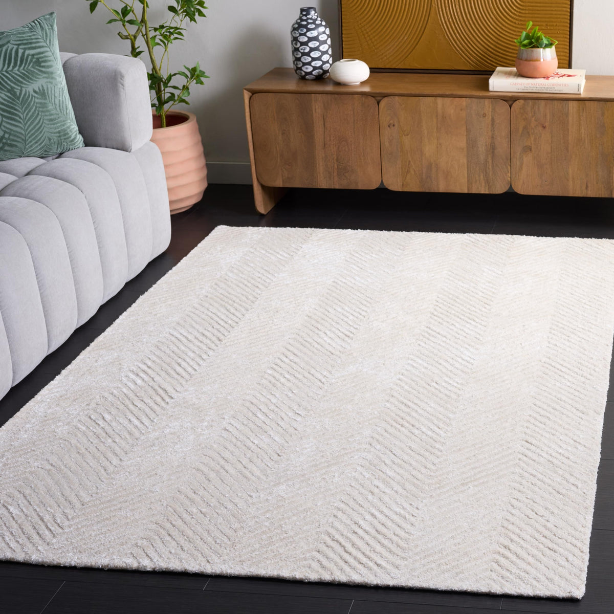 SAFAVIEH Area Rug 8x10 - Glamour Collection - Large - Modern Design, Navy, Handmade Wool Blend, Ideal for Living Room, Bedroom, Dining Space (GLM801N)