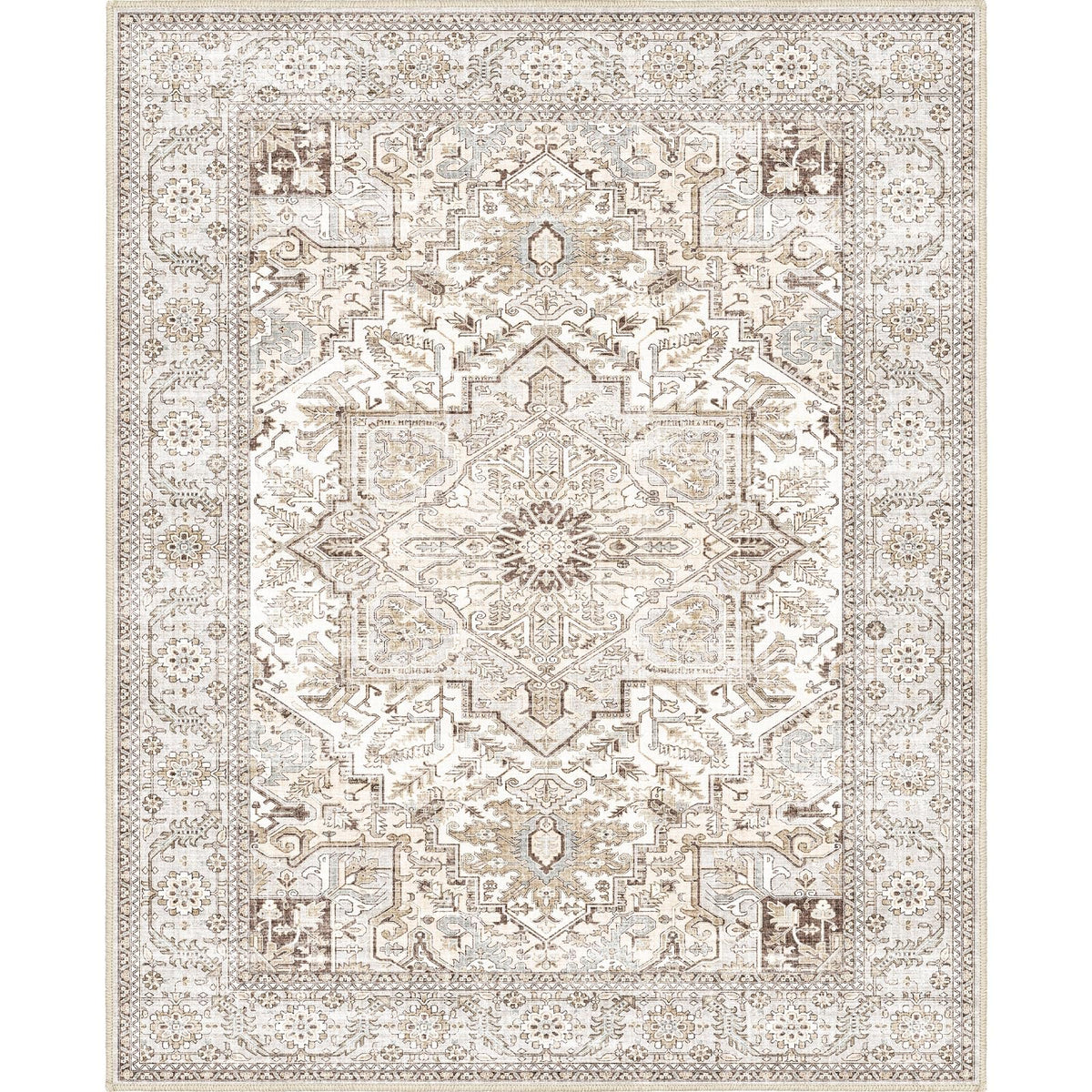 5'x7' Washable Area Rug for Living Room Natural Berber Rug Bedroom Non-Slip Rugs No Shed Faux Jute-Look Area Rugs Non-Skid Washable Area Rug (Camel, 5X7)