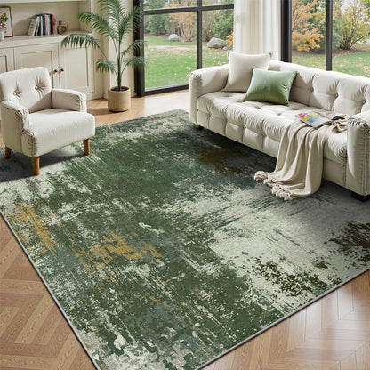 8x10 Rugs for Living Room - Modern Abstract Low Pile Washable Rug, Ultra Soft Non Slip Large Rugs, Floor Carpet for Bedroom Dining Room Office Laundry Nursery Home(Brown)