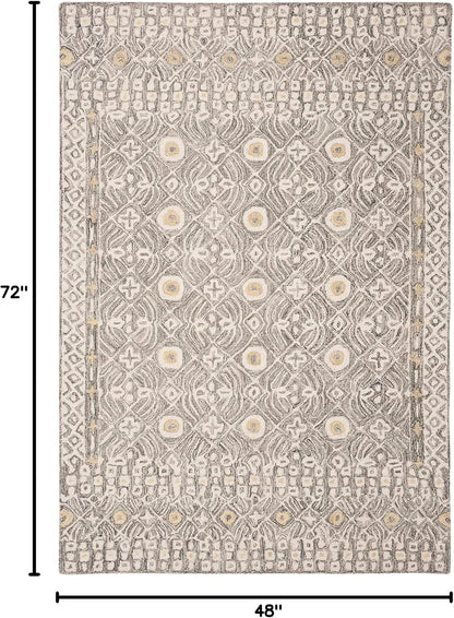 SAFAVIEH Micro-Loop Collection Accent Rug - 4' x 6', Charcoal & Ivory, Handmade Wool, Ideal for High Traffic Areas in Entryway, Living Room, Bedroom (MLP801H)