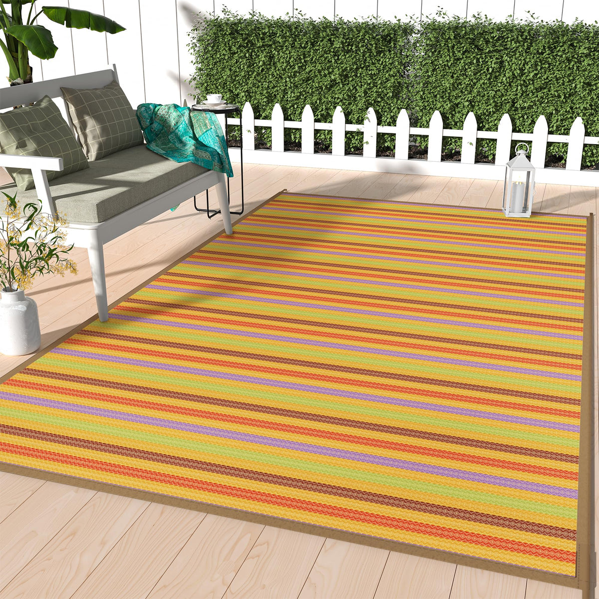 GENIMO Outdoor Rug, Waterproof Plastic Rugs for Patio, 5'x8' Cloud Grey