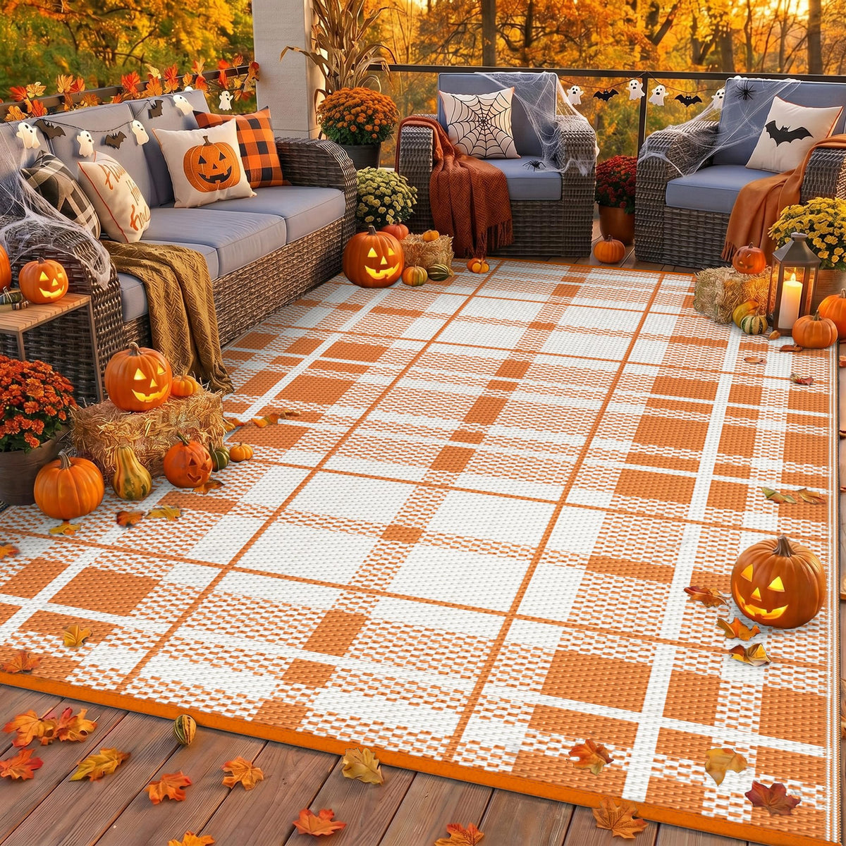 GENIMO Outdoor Rug, Waterproof Plastic Rugs for Patio, 5'x8' Cloud Grey