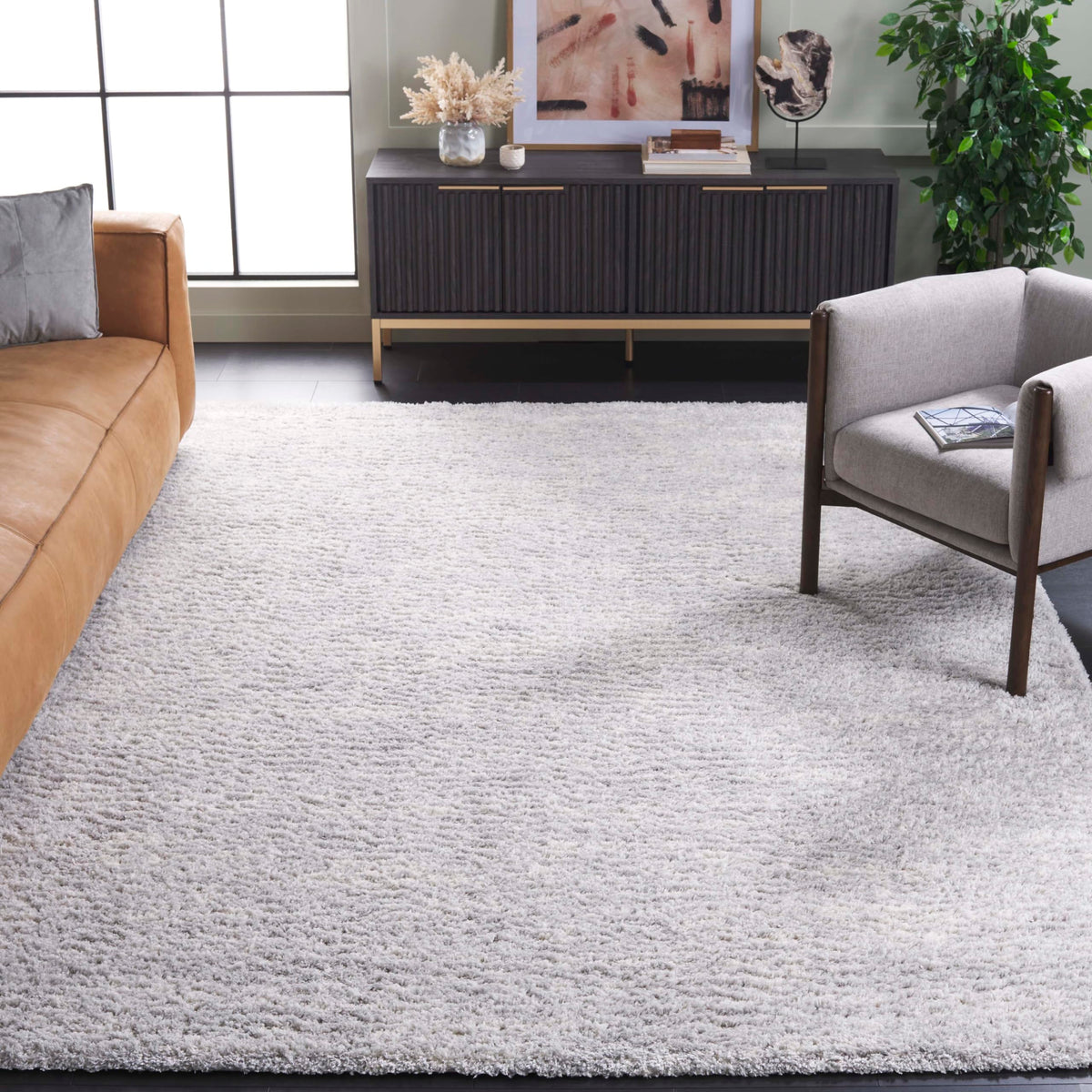 SAFAVIEH Berber Shag Rug 8x10, Large Ivory & Beige BER563A