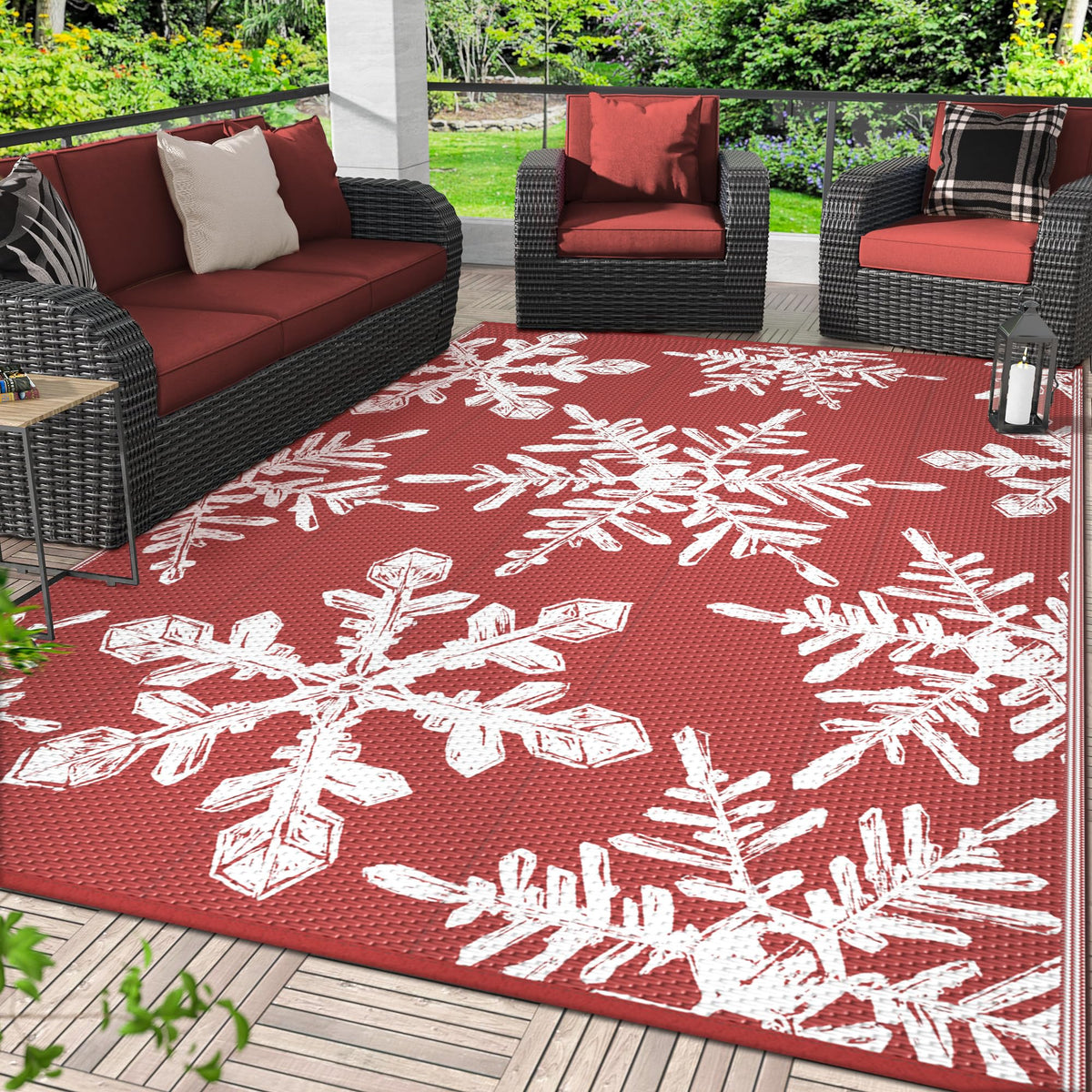 GENIMO Outdoor Rug, Waterproof Plastic Rugs for Patio, 5'x8' Cloud Grey