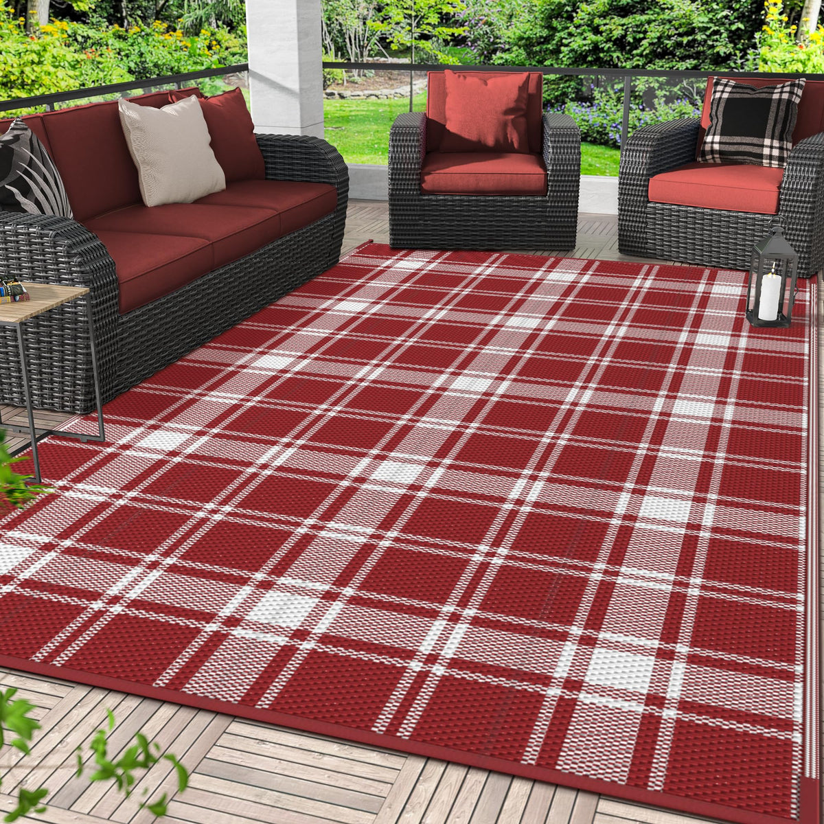GENIMO Outdoor Rug, Waterproof Plastic Rugs for Patio, 5'x8' Cloud Grey