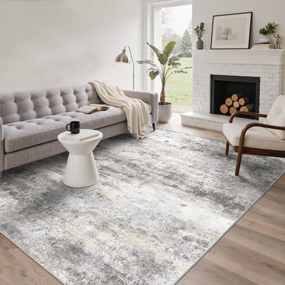 GENIMO 9x12 Area Rug Washable Non Slip for Living Room, Navy Blue Gray