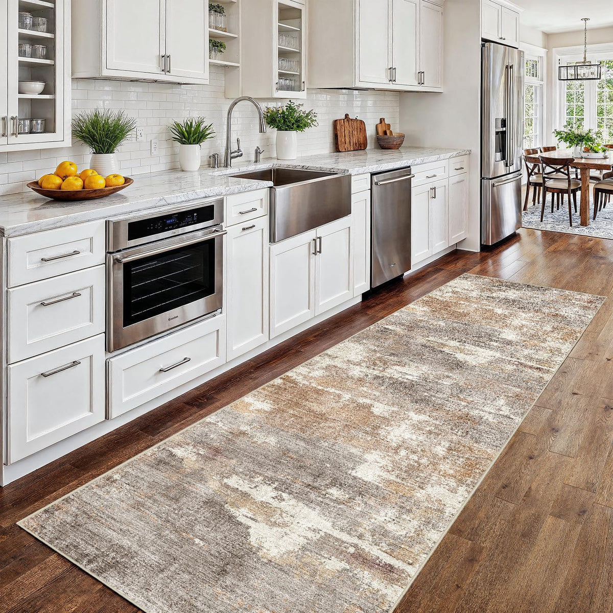 2'6"x8 Runner Rug Washable Moroccan: Non Slip Kitchen Long Floor Mat Gray
