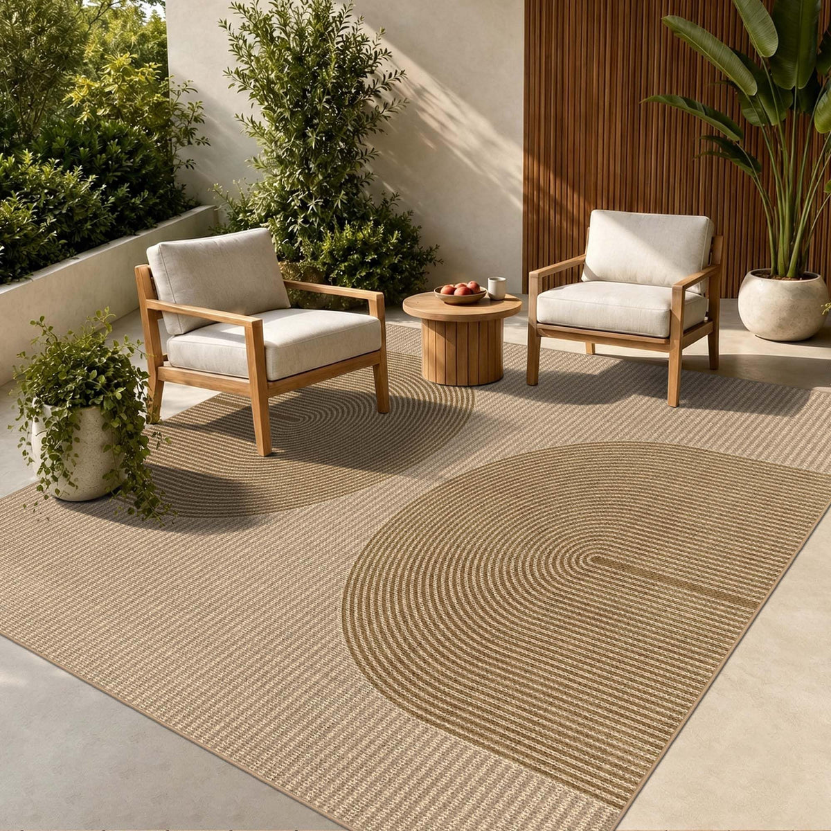 Easy Jute Rug for Pet Homes: 4x6 Outdoor Rug - Geometric Arch Pattern
