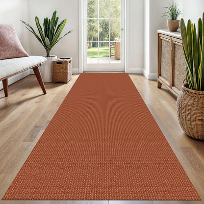 EARTHALL Woven Area Rug 3x5 Ft Washable Rugs for Entryway Braided Non Slip Rubber Backed Throw Rugs Door Mat Indoor Outdoor Entrance Cotton Carpet for Kitchen Foyer Front Door, Orange/Tan/Brown