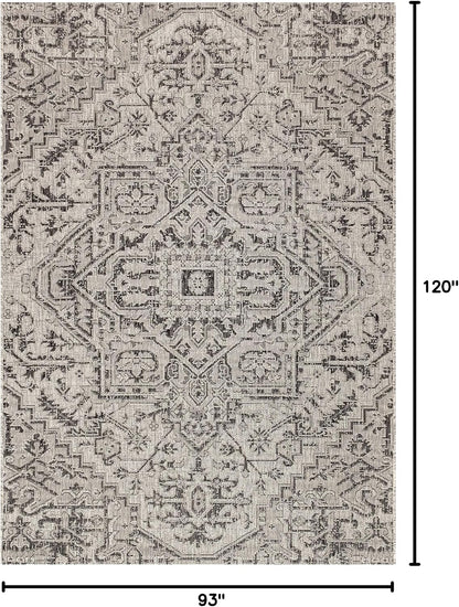 JONATHAN Y Boho Medallion Indoor Outdoor Area Rug 8X10 Black/Gray, Estrella Textured Weave for Backyard, Patio, Porch, Easy-Cleaning, High Traffic, Pet-Friendly, Non-Shedding (SMB105D-8)