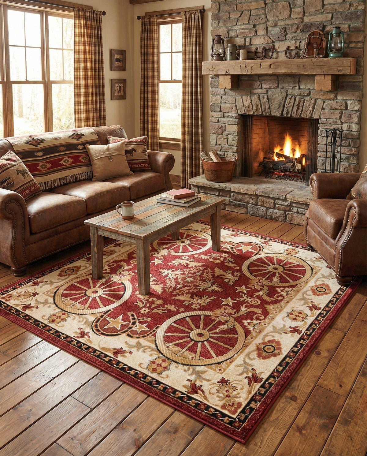 Rugs.com - Pioneer Rug – 5 Ft Square Ivory Easy-Clean Rug – Rustic Decor for Living Rooms, Bedrooms, and Entryways