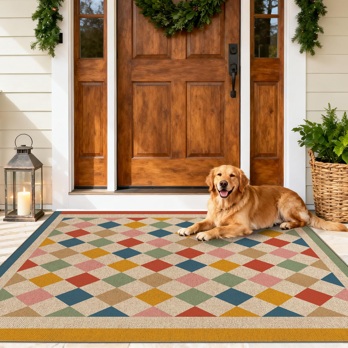 Washable 8x10 Modern Rainbow Easy Jute Indoor Outdoor Rug for Living Room