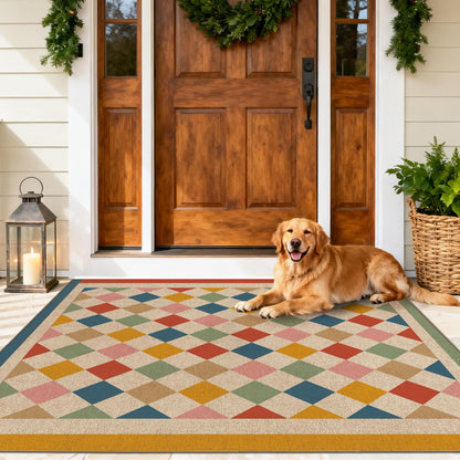 Washable 8x10 Modern Rainbow Easy Jute Indoor Outdoor Rug for Living Room
