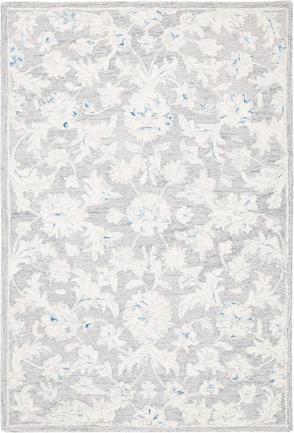SAFAVIEH Micro-Loop Collection Accent Rug - 3' x 5', Grey & Ivory, Handmade Country Cottage Wool, Ideal for High Traffic Areas in Entryway, Living Room, Bedroom (MLP506F)
