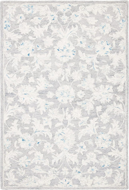 SAFAVIEH Micro-Loop Collection Accent Rug - 3' x 5', Grey & Ivory, Handmade Country Cottage Wool, Ideal for High Traffic Areas in Entryway, Living Room, Bedroom (MLP506F)