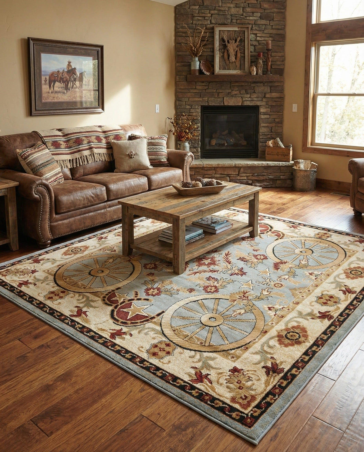 Rugs.com - Pioneer Rug – 5 Ft Square Ivory Easy-Clean Rug – Rustic Decor for Living Rooms, Bedrooms, and Entryways