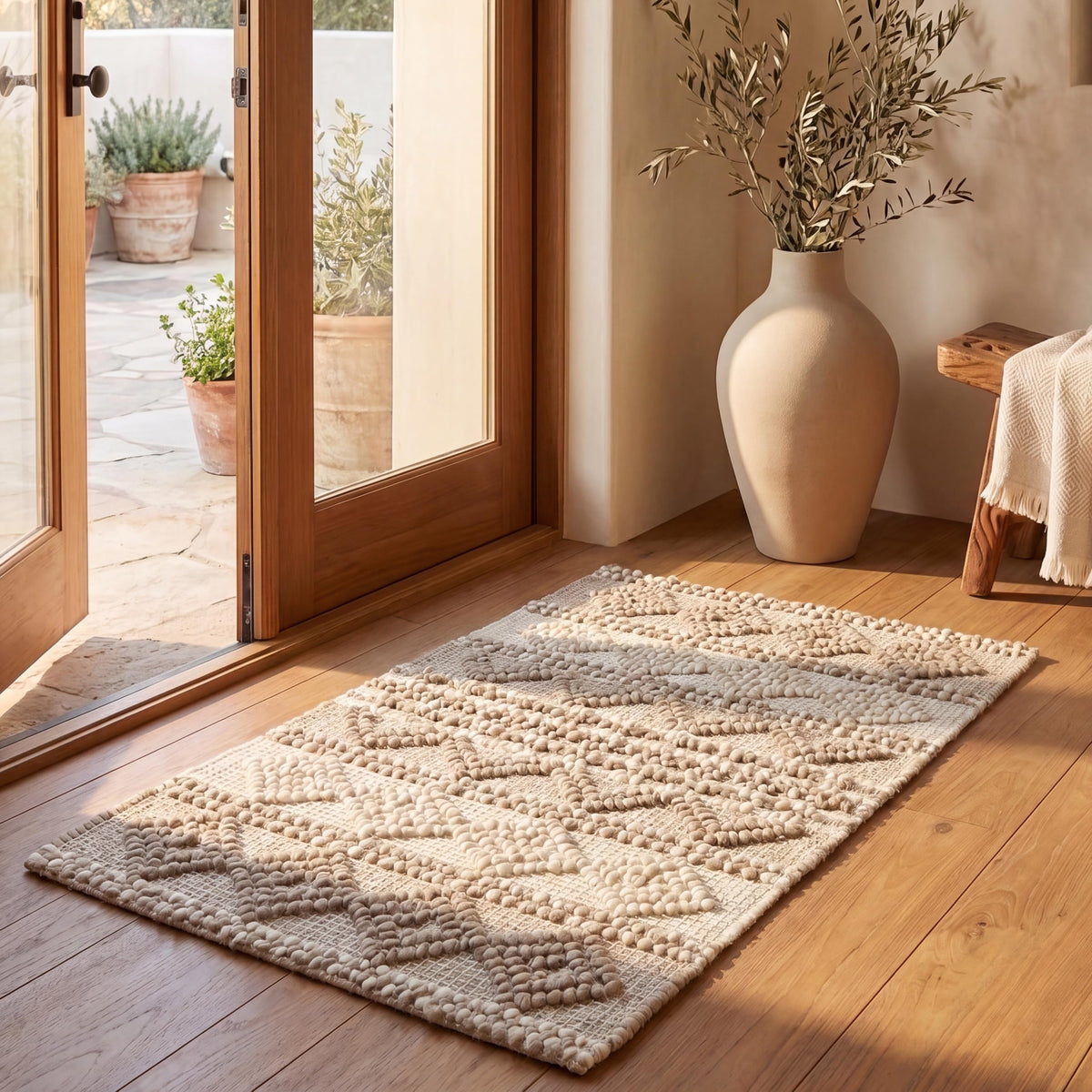 SAFAVIEH Natura Wool Area Rug 3'x5', Soft Plush Boho Grey & Ivory NAT102A