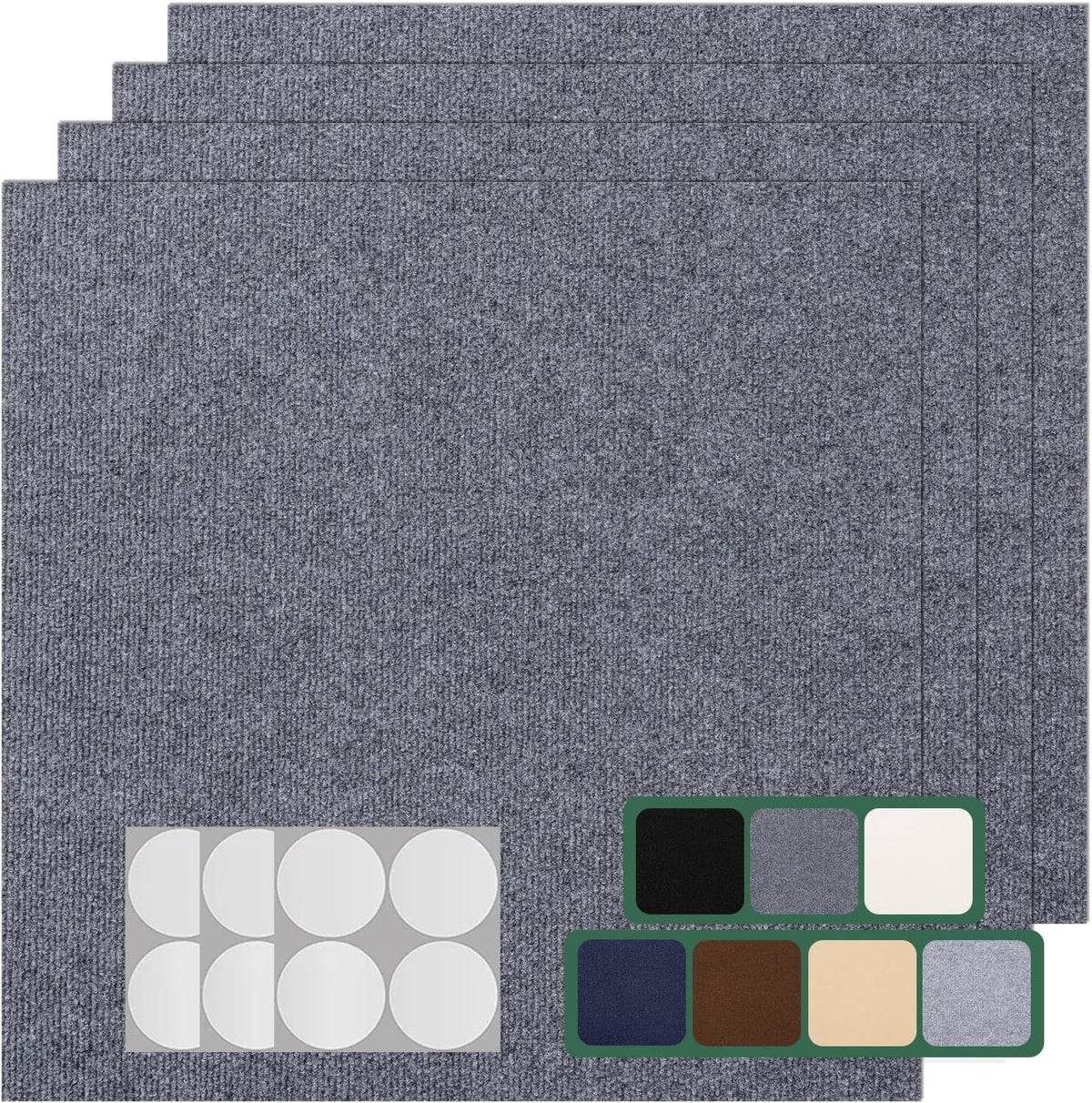 VallisCo 30 Pack Carpet Tile - 12” X 12” Self Adhesive Carpet Floor Tiles Anti-Slip Squares Peel and Stick Floor Tile DIY Installation for Bedroom (Dark Gray)