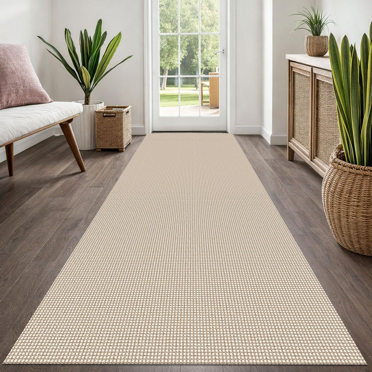 EARTHALL Woven Area Rug 3x5 Ft Washable Rugs for Entryway Braided Non Slip Rubber Backed Throw Rugs Door Mat Indoor Outdoor Entrance Cotton Carpet for Kitchen Foyer Front Door, Orange/Tan/Brown