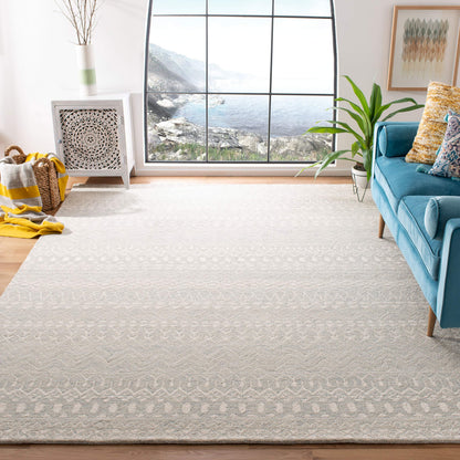 SAFAVIEH Micro-Loop Collection Accent Rug - 2'6" x 4', Blue & Ivory, Handmade Moroccan Boho Tribal Wool, Ideal for High Traffic Areas in Entryway, Living Room, Bedroom (MLP502M)