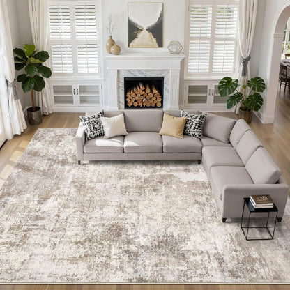 LOONGRUG 10x14 Area Rugs Washable Large Neutral Modern Living Room Rug
