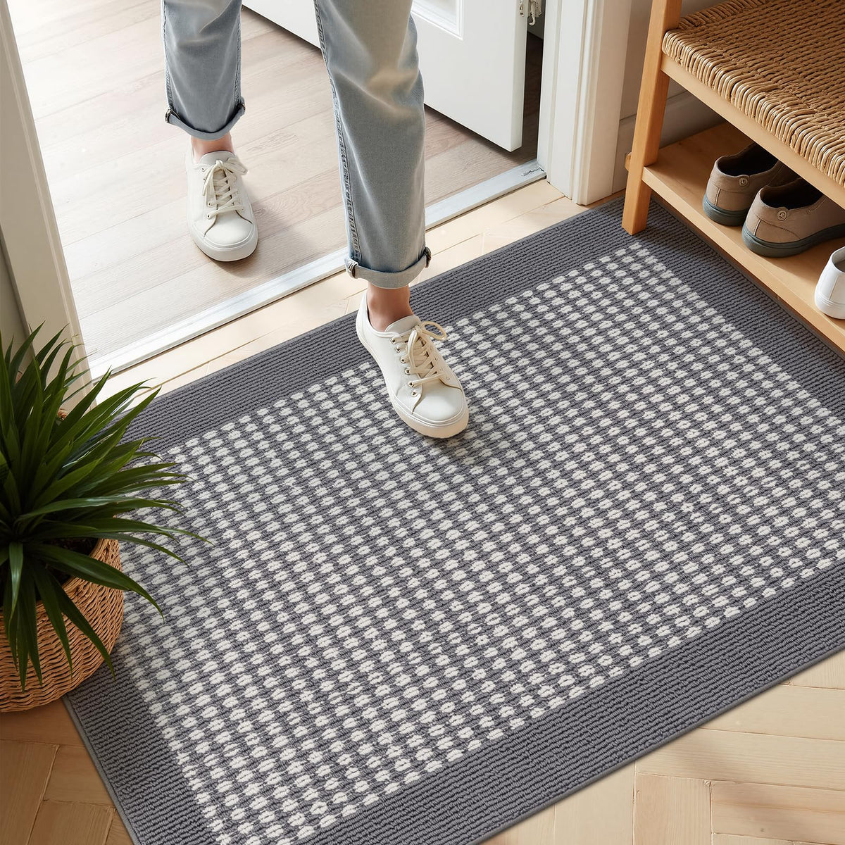 Ileading Laundry Room Runner Rug 2'x6' Non Slip Farmhouse Kitchen Floor Mats with Rubber Backing Machine Washable Beige Indoor Decor Carpet for Doormat Hallway Entryway Petmat Garage Balcony
