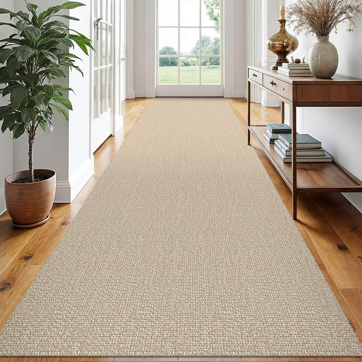 EARTHALL Washable Area Rug, Non Slip Entryway Rug, 4x6 Ft, Sand/Beige