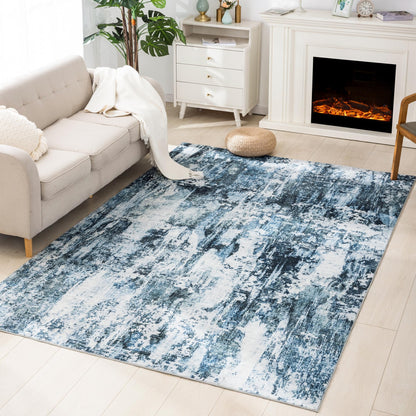 Carvapet Washable 3x5 Area Rug Orange Blue Vintage Floral Carpet