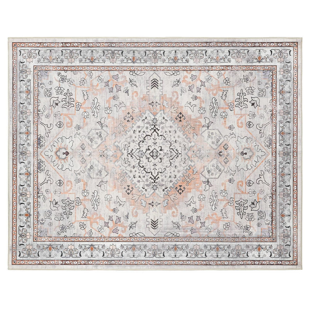 HOOBRO 2 x 3 Area Rugs Washable, Small Rugs for Entryway Kitchen Bathroom Mat Indoor Low Pile Soft Rug, Non-Slip Backing Stain Resistant Carpets, Pet Friendly Machine Washable, Vintage Beige EF01AR01