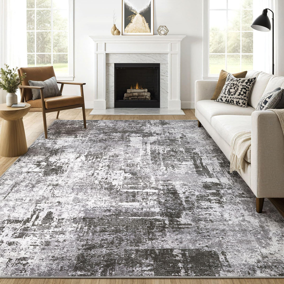 LOONGRUG 10x14 Area Rugs Washable Large Neutral Modern Living Room Rug