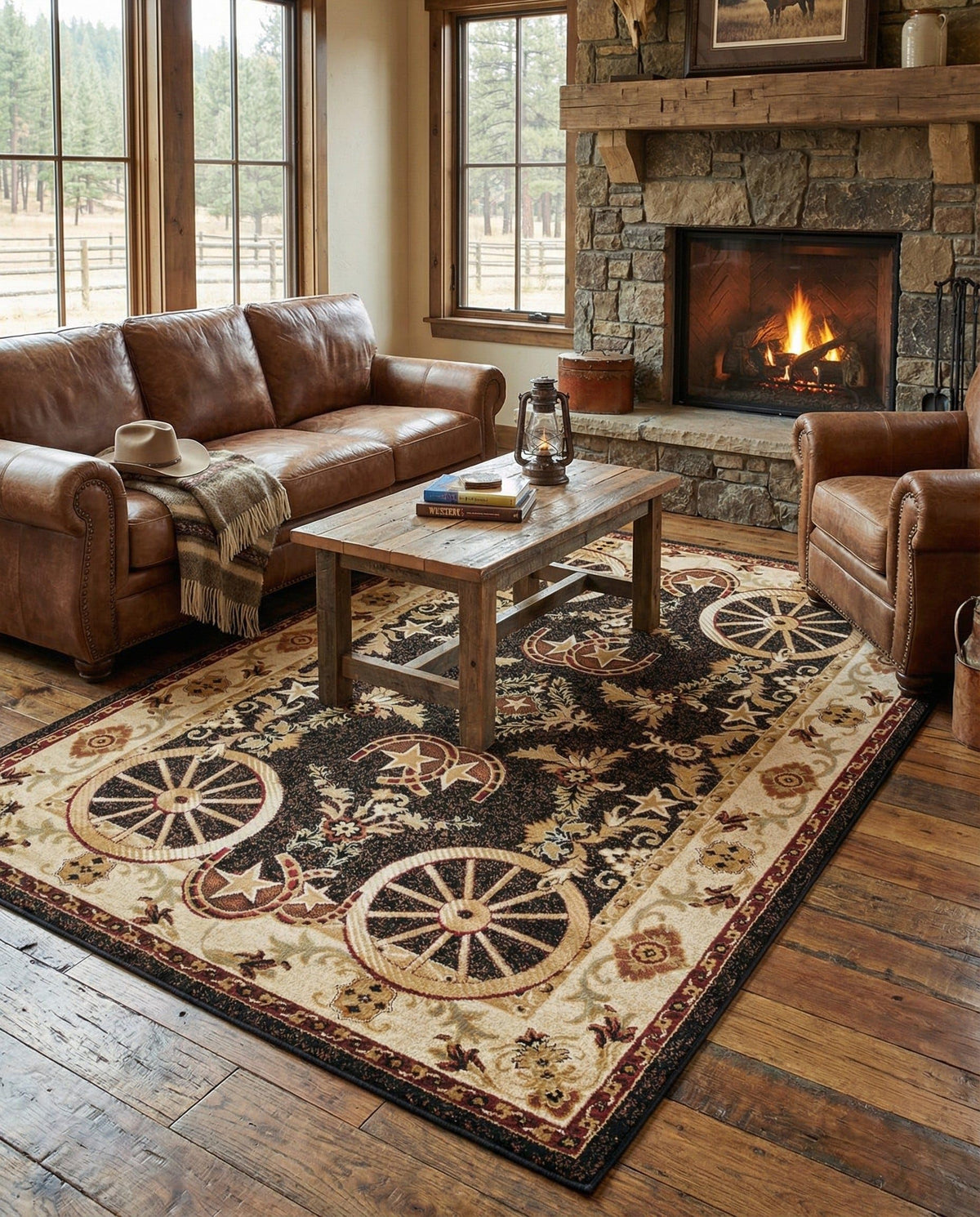 Rugs.com - Pioneer Rug – 5 Ft Square Ivory Easy-Clean Rug – Rustic Decor for Living Rooms, Bedrooms, and Entryways