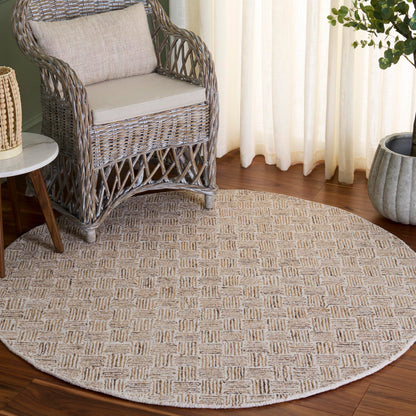SAFAVIEH Micro-Loop Collection Area Rug - 5' Square, Light Grey & Ivory, Handmade Wool, Ideal for High Traffic Areas in Living Room, Bedroom (MLP537F)
