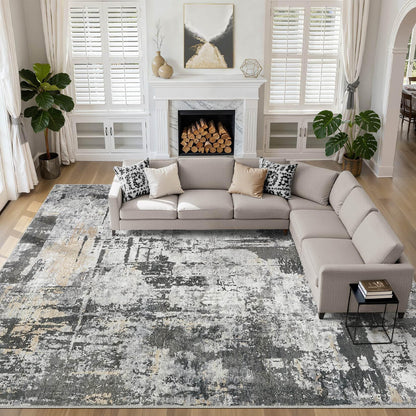 LOONGRUG 10x14 Area Rugs Washable Large Neutral Modern Living Room Rug