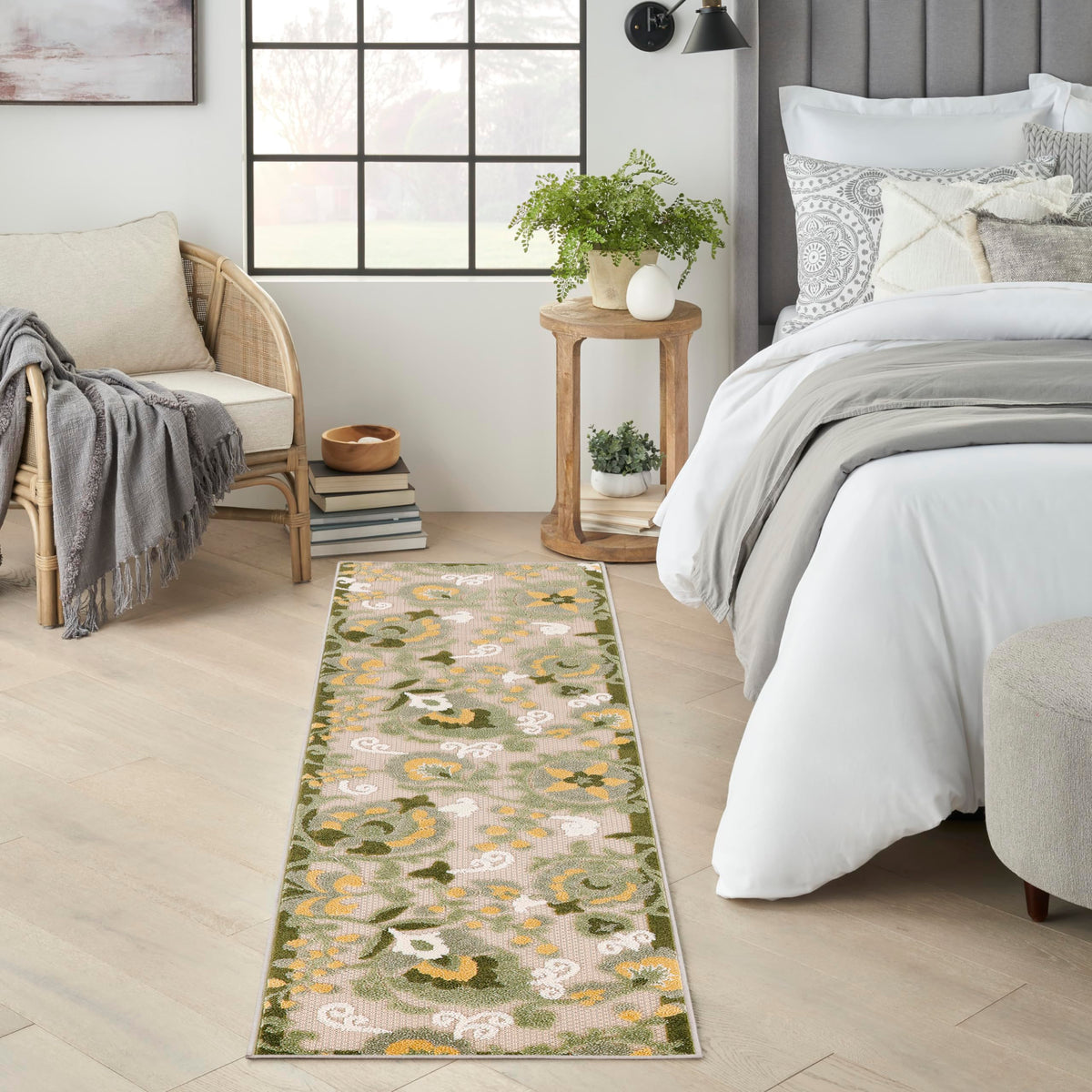 Nourison Home Aloha Natural Blue 2'3" x 10' Area Rug - Easy Clean, Non Shedding, Bed Room, Living Room, Dining Room, Kitchen (10' Runner)