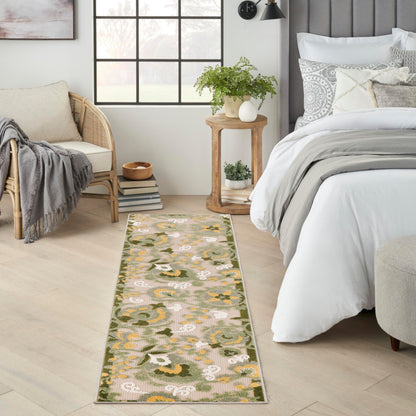 Nourison Home Aloha Natural Blue 2'3" x 10' Area Rug - Easy Clean, Non Shedding, Bed Room, Living Room, Dining Room, Kitchen (10' Runner)