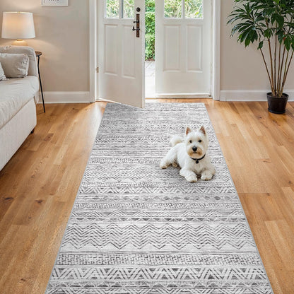2'6"x8 Runner Rug Washable Moroccan: Non Slip Kitchen Long Floor Mat Gray