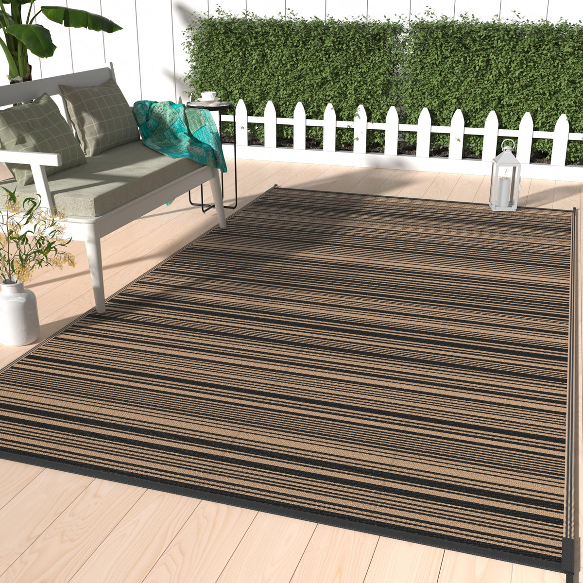 GENIMO Outdoor Rug, Waterproof Plastic Rugs for Patio, 5'x8' Cloud Grey