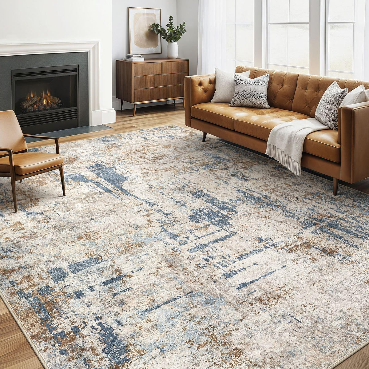 LOONGRUG 10x14 Area Rugs Washable Large Neutral Modern Living Room Rug