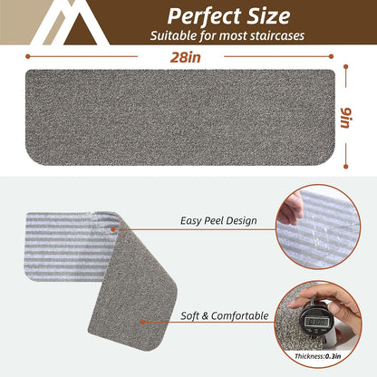 COSY HOMEER Stair Treads for Wooden Steps Non-Slip Carpet Mat,15pcs,Grey